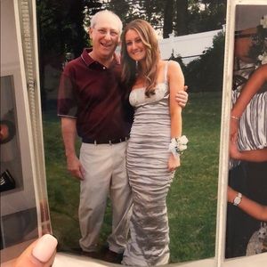 Floor length beautiful silver dress